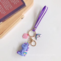 Silicone cartoon keychain pendant unicorn 3D three-dimensional doll key ring